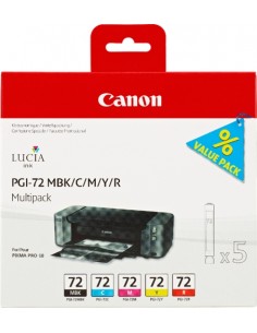 Canon PGI72 Pack de 5 Cartuchos de Tinta Originales - Negro Mate-Cyan-Magenta-Amarillo-Rojo - 6402B009