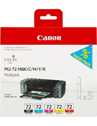 Canon PGI72 Pack de 5 Cartuchos de Tinta Originales - Negro Mate-Cyan-Magenta-Amarillo-Rojo - 6402B009