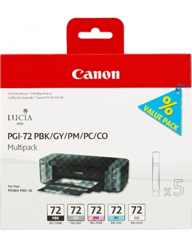 Canon PGI72 Pack de 5 Cartuchos de Tinta Originales - Negro Photo-Gris-Magenta Photo-Cyan Photo-Optimizador - 6403B007
