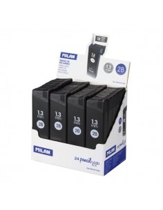 Milan Expositor con 24 Cajas de 12 Minas de Grafito 1.3mm 2B --Alta Resistencia