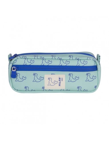 Milan Coleccion 460 Portatodo Rectangular - 2 Compartimentos con Cremallera - Color Verde Azul