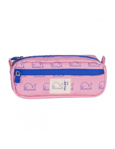 Milan Coleccion 460 Portatodo Rectangular - 2 Compartimentos con Cremallera - Color Rosa Azul