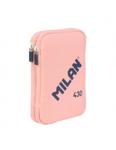 Milan Coleccion 430 Plumier de 2 Pisos con 2 Gomas de Borrar-Sacapuntas-Lapiz-Boligrafo P1 Touch Azul-Regla-12 Lapices