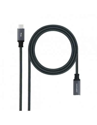 Nanocable Cable Prolongador USB-C 3.2 Macho a USB-C 3.2 Hembra - Gen2x2 20Gbp - 100W 5A - 4K 60Hz - 1 Metro - Mallado - Color