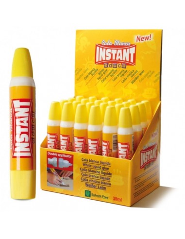 Instant Educa Cola Blanca 35ml - Doble Aplicador - A Base de Componentes Naturales - Sin Disolventes - Color Blanco