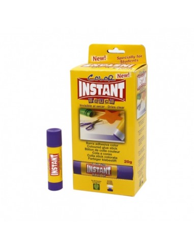 Instant Color Educa Barra de Pegamento 20grs - Apto para Uso Infantil y o Domestico - Lavable - Sin Disolventes - Color Lila