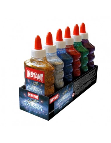 Instant Glitter Galaxy Cola con Purpurina 180ml - Apto para Uso Infantil y o Domestico - Sin Disolventes - Colores Metalicos