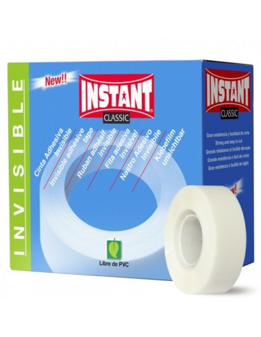 Instant Classic Cinta Adhesiva Invisible 19mm x 33m - Gran Resistencia - Facil de Cortar