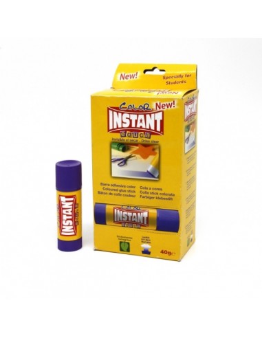 Instant Color Educa Barra de Pegamento 40grs - Apto para Uso Infantil y o Domestico - Lavable - Sin Disolventes - Color Lila