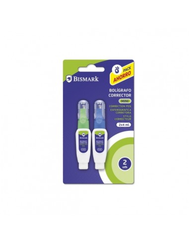 Bismark Pack de 2 Mini Boligrafos Correctores 4ml - Punta Metalica - Alta Precision
