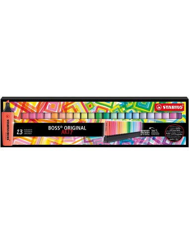 Stabilo Boss Arty Line Pack de 23 Marcadores Fluorescentes - Trazo entre 2 y 5mm - Recargable - Tinta con Base de Agua -