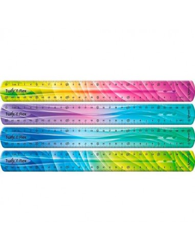 Maped Twist´n Flex Regla de Flexible 30cm - Irrompible - Doble Graduacion - Colores Degradados Aleatorios