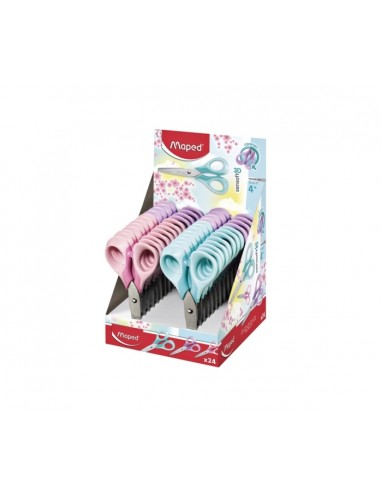 Maped Sensoft Tijera Escolar Punta Redonda 13cm - Hojas de Acero Inoxidable - Mango de Plastico Simetrico - Colores Pastel