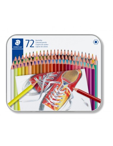 Staedtler 175 Caja Metalica de 72 Lapices Hexagonales de Colores - Colores Surtidos
