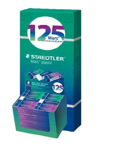 Staedtler Mars Plastic 125 Aniversario Goma de Borrar - Borrado de Alta Calidad - Minimos Residuos - Color Blanco
