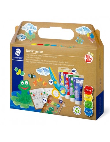 Staedtler Noris Junior Conjunto de Actividades Pack de 4 Tubos de Pintura Deos 75ml-Tijera-Folleto de Actividades -