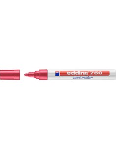 Edding 750 Rotulador Permanente - Punta Redonda - Trazo entre 2 y 4 mm. - Tinta Opaca - Secado Rapido - Color Rojo