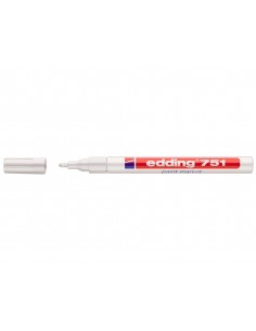 Edding 751 Rotulador Permanente - Punta Redonda - Trazo entre 1 y 2 mm. - Tinta Opaca - Secado Rapido - Color Blanco