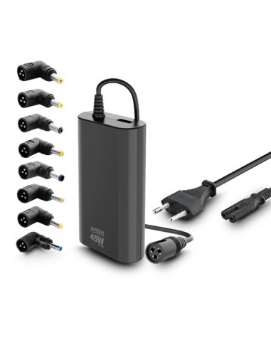 Urban Factory Alee Cargador Universal para Portatil de 45W - 1x USB-A - Color Negro