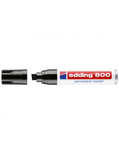 Edding 800 Rotulador Permanente - Punta Biselada - Trazo entre 4 y 12 mm. - Recargable - Secado Instantaneo - Color Negro