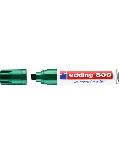 Edding 800 Rotulador Permanente - Punta Biselada - Trazo entre 4 y 12 mm. - Recargable - Secado Instantaneo - Color Verde