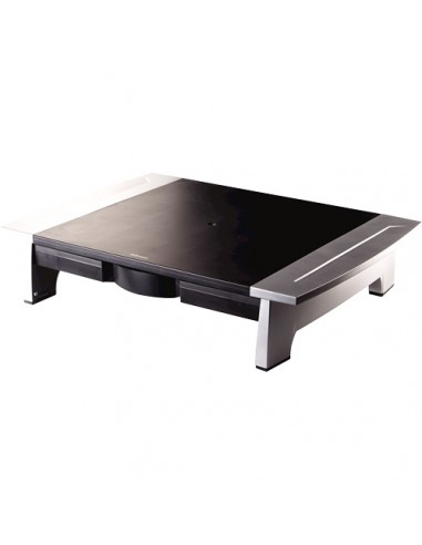 Fellowes Office Suites Soporte para Monitor - 5 Ajustes de Altura - Cajon de Almacenamiento - Espacio para Portatil - Peso