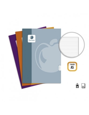 Golden Basic Pack de 10 Libretas Grapadas A5 50 Hojas 60grs Pautada - Colores Surtidos
