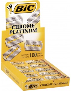 Bic Chrome Platinum Expositor de 20 Cajas de 5 Hojas de Afeitar Doble Filo