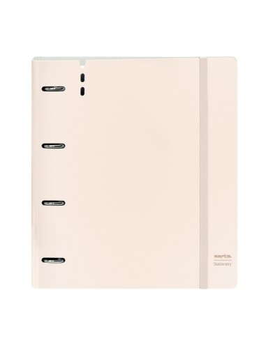 Safta Carpeta de 4 Anillas - PP Foam - Anillas de 35mm - Incluye 100 Hojas A4 - 27x32x4cm - Color Beige