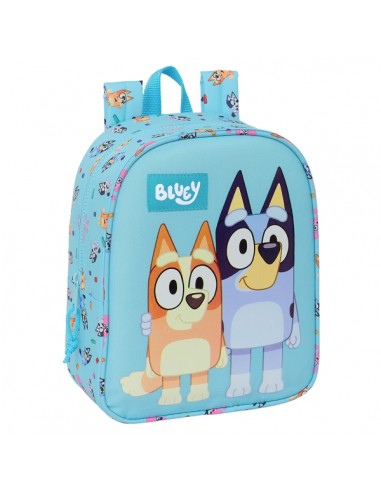 Safta Bluey Mochila Guarderia - Adaptable a Carro - Asa de Mano - 22x27x10cm - Color Azul Claro
