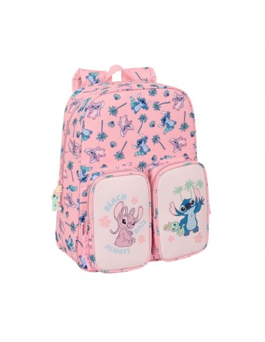 Safta Stitch Beach Mochila Infantil Bolsillos - Adaptable a Carro - Asa de Mano - 26x34x11cm - Color Rosa