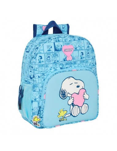 Safta Snoopy Love Mochila Infantil - Adaptable a Carro - Asa de Mano - 32x38x12cm - Color Azul Claro