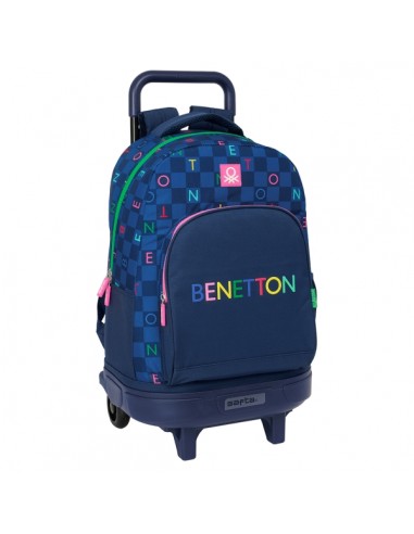 Safta Benetton Damero Mochila con Carro Integrado - Extraible para Facilitar su Limpieza - Base Reforzada - Asa Extraible -