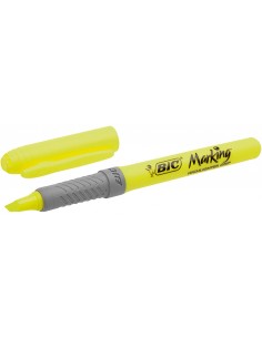 Bic Highlighter Grip Marcador Fluorescente - Tinta con Base de Agua - Punta Biselada - Trazo entre 1.60 y 3.30 mm - Color