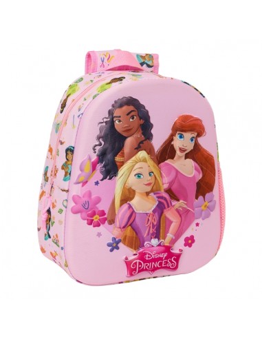 Safta Princesas Disney Mochila 3D - Asa de Mano - Portabotellas Lateral - 27x33x10cm - Color Rosa