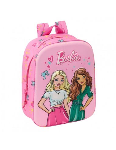 Safta Barbie Mochila Guarderia 3D - Asa de Mano - Compartimento Principal con Cremallera - 22x27x10cm - Color Rosa