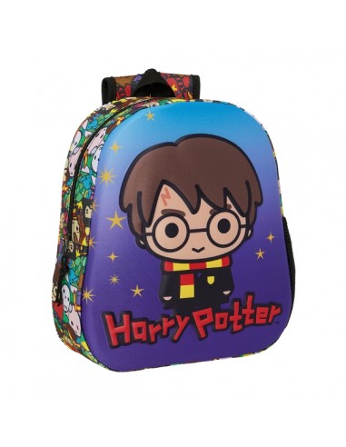 Safta Harry Potter Mochila 3D - Asa de Mano - Portabotellas Lateral - 27x33x10cm - Color Azul