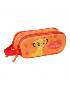 Safta El Rey Leon Estuche Portatodo 3D - 2 Compartimentos - Asa de Mano - 21x8x6cm - Color Naranja