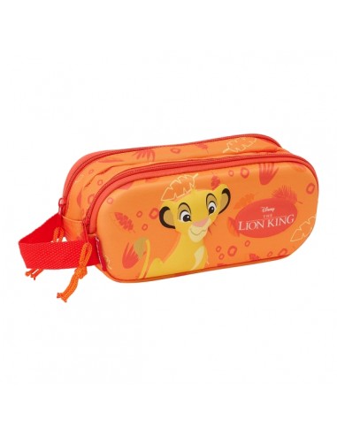 Safta El Rey Leon Estuche Portatodo 3D - 2 Compartimentos - Asa de Mano - 21x8x6cm - Color Naranja