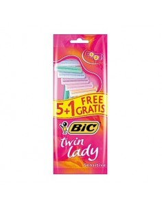 Bic Twin Lady Pack de 5 1 Maquinillas de Depilacion Desechables de 2 Hojas