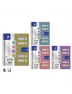 Golden Pack de 6 Cuadernos A5 120 Hojas 90gr Cuadricula 5x5 - Tapa Polipropileno - 4 Separadores - Colores Metalizados