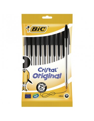 Bic Cristal Original Pack de 10 Boligrafos de Bola - Punta Redonda de 1.0mm - Trazo 0.4mm - Tinta con Base de Aceite - Color