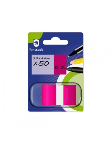 Bismark Dispensador con 50 Marcadores Reposicionables 44 x 25mm - Para Marcar-Señalar o Destacar Informacion - Color Rosa