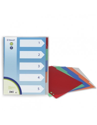 Bismark Pack de 5 Separadores de Polipropileno - Tamaño A4 - Multitaladro - Colores Surtidos