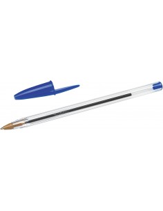 Bic Cristal Original Boligrafo de bola - Punta redonda de 1.0mm - Trazo 0.4mm - Tinta con Base de Aceite - Color Azul