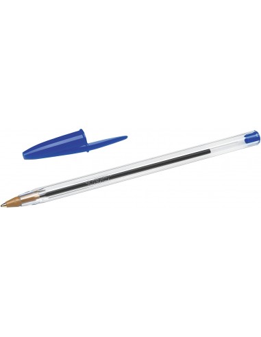 Bic Cristal Original Boligrafo de bola - Punta redonda de 1.0mm - Trazo 0.4mm - Tinta con Base de Aceite - Color Azul