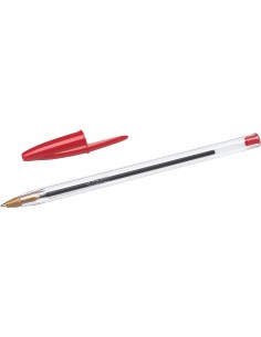 Bic Cristal Original Boligrafo de bola - Punta redonda de 1.0mm - Trazo 0.4mm - Tinta con Base de Aceite - Color Rojo