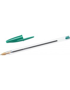 Bic Cristal Original Boligrafo de bola - Punta redonda de 1.0mm - Trazo 0.4mm - Tinta con Base de Aceite - Color Verde