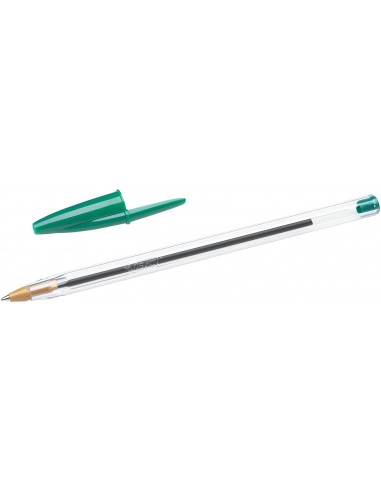 Bic Cristal Original Boligrafo de bola - Punta redonda de 1.0mm - Trazo 0.4mm - Tinta con Base de Aceite - Color Verde