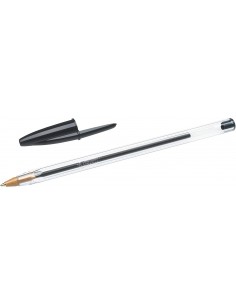 Bic Cristal Original Boligrafo de bola - Punta redonda de 1.0mm - Trazo 0.4mm - Tinta con Base de Aceite - Color Negro
